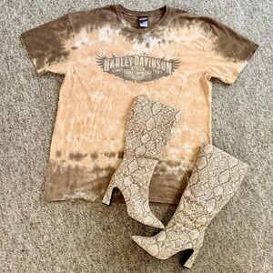 Harley-Davidson 2014 Brown Tie-Dye T-Shirt Bourbon Street Louisiana